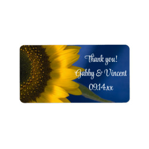 Sunflower on Blue Wedding Thank You Favour Tags