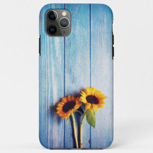 Sunflower on Blue Wood Wall Case-Mate iPhone Case