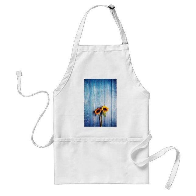Sunflower on Blue Wood Wall Standard Apron (Front)