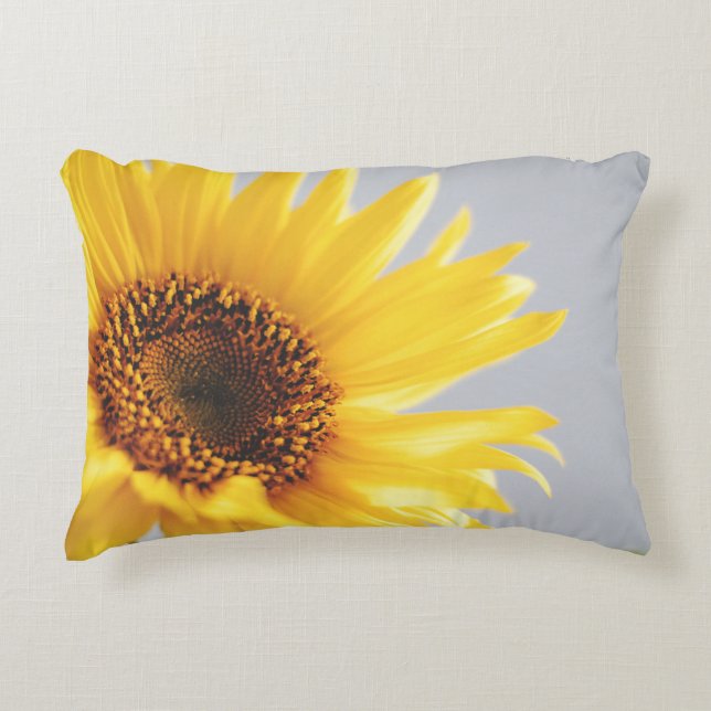 Sunflower on Gray Decorative Cushion (Front)