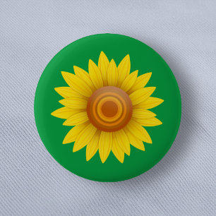 Sunflower on Green 6 Cm Round Badge