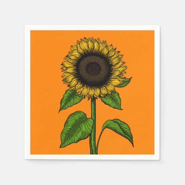 Sunflower on orange napkin (Front)