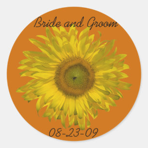 Sunflower on Orange Wedding Envelope Seals