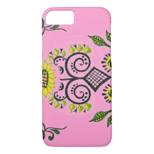 Sunflower on Pink Folk Pattern by Alexandra Cook Case-Mate iPhone Case