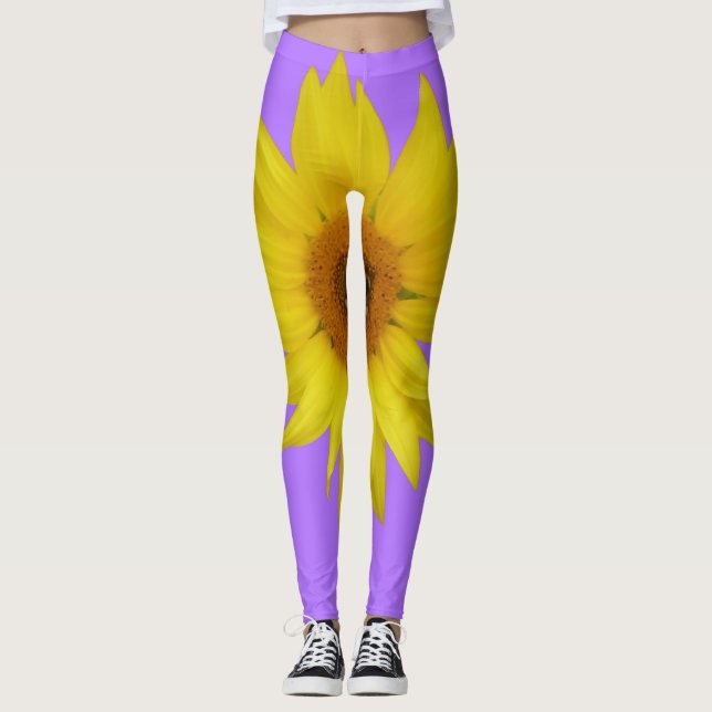 Sunflower on purple leggings (Front)