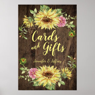 Sunflower on Rustic Wood Country Card & Gift Sign