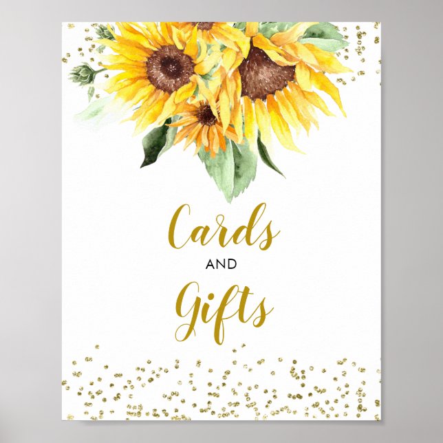 Sunflower on the way Baby Shower Cards and Gifts Poster (Front)