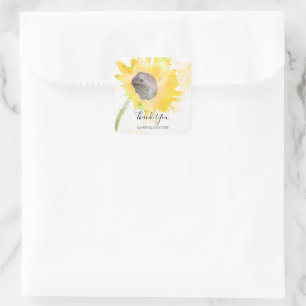 Sunflower on White Watercolor Thank You Favour Tag