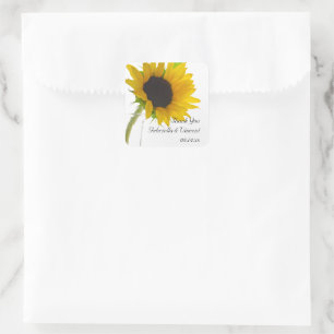 Sunflower on White Wedding Thank You Favour Tags