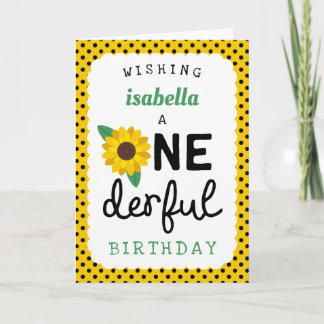 Sunflower Onederful Birthday 1st Birthday Card