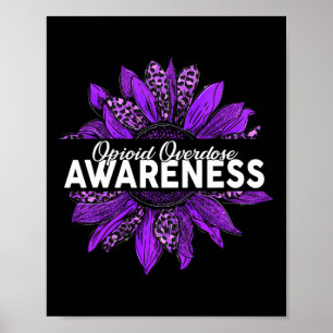 Sunflower Opioid Overdose Awareness Purple Ribbon Poster