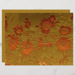 Sunflower Orange Gold Floral Art Design Decoupage