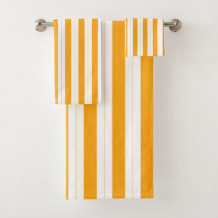 Sunflower Orange Yellow Striped Bath Towel Set