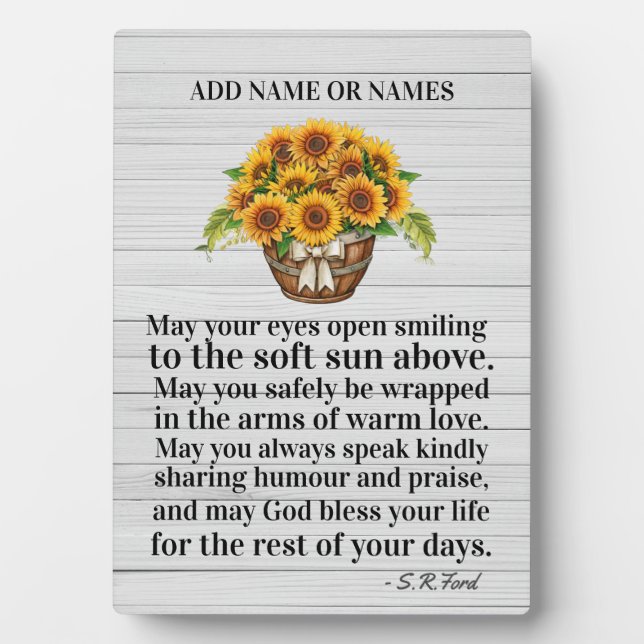 Sunflower Original Poem Easel Plaque (Front)