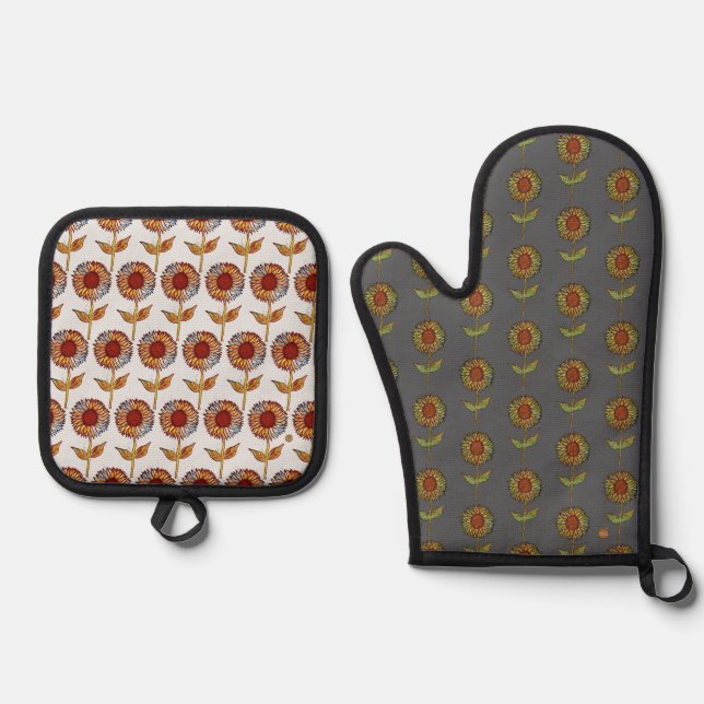  Sunflower Oven Mitt and Pot Holders Oven Mitt & Pot Holder Set (Front)