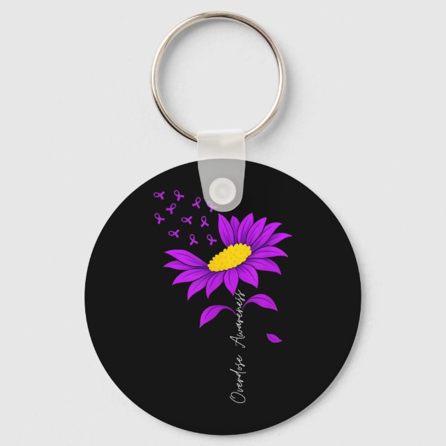Sunflower Overdose Awareness Support Purple End Key Ring (Front)