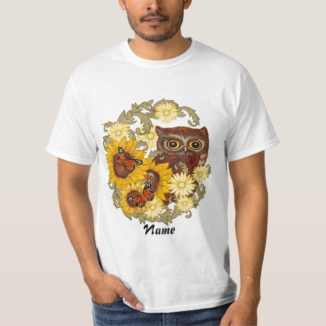 Sunflower Owl  custom t-shirts, T-Shirt (Front)