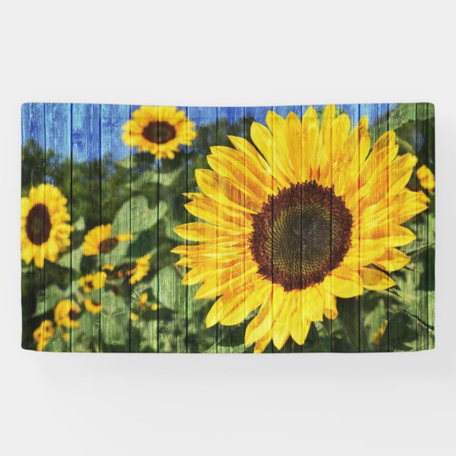 Sunflower Painted Fence Banner (Horizontal)