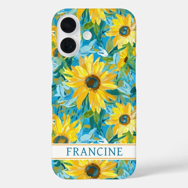 Sunflower Painting Monogrammed Case-Mate iPhone Case (Back)