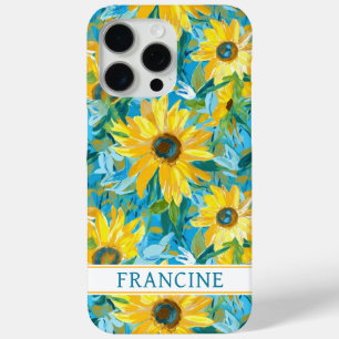 Sunflower Painting Monogrammed iPhone 15 Pro Max Case