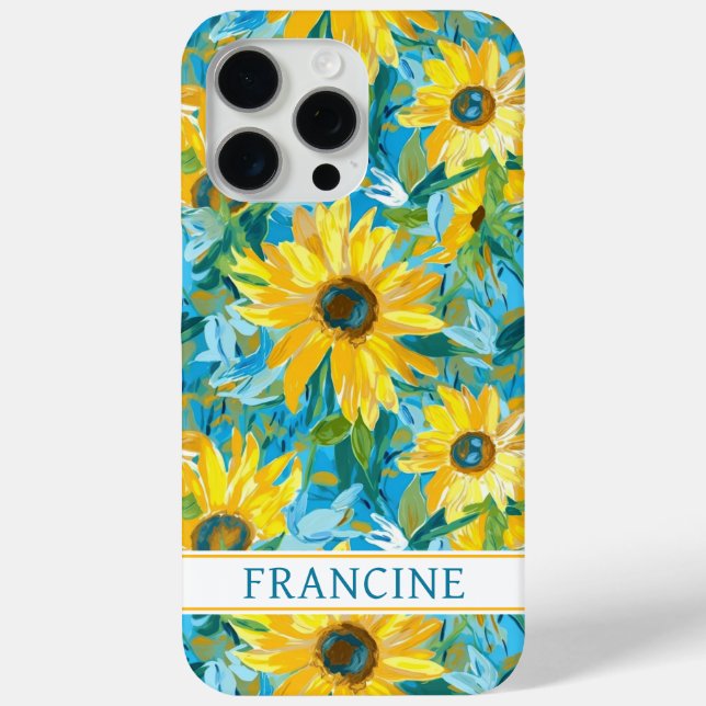 Sunflower Painting Monogrammed Case-Mate iPhone Case (Back)