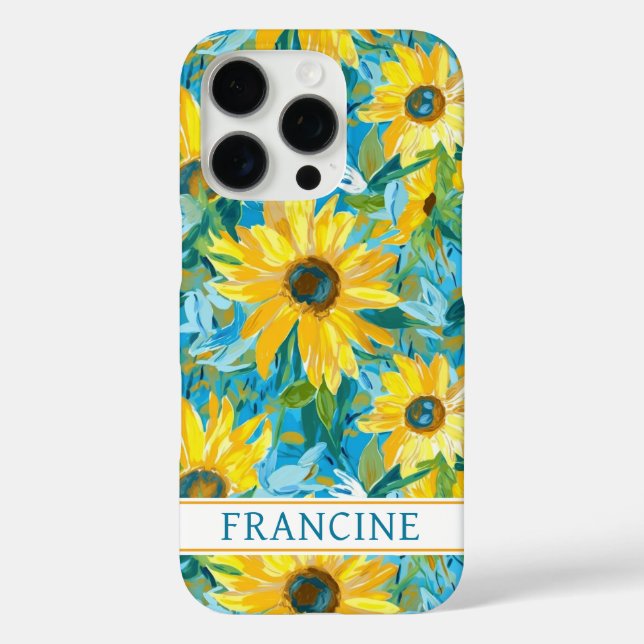 Sunflower Painting Monogrammed Case-Mate iPhone Case (Back)