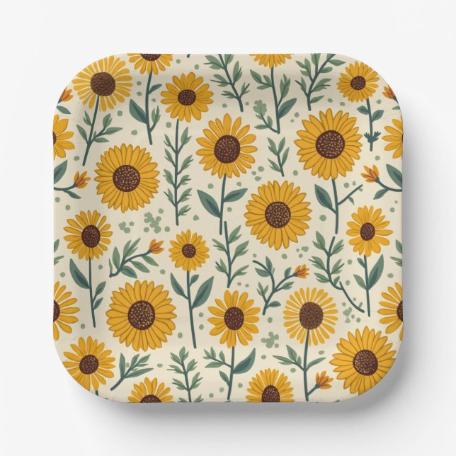  sunflower paper plate (Front)