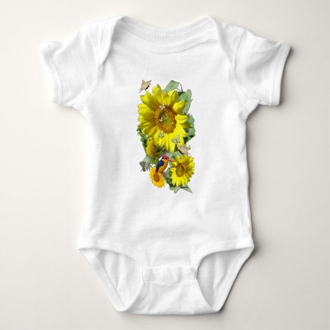 Sunflower Party Baby Bodysuit (Front)