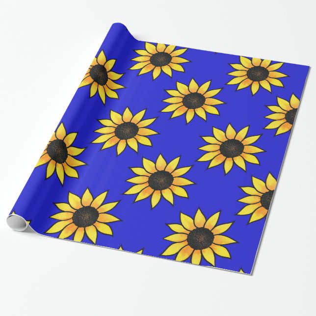 Sunflower Pattern 3 Wrapping Paper (Unrolled)
