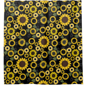 Sunflower pattern A01.b Black BG Shower Curtain