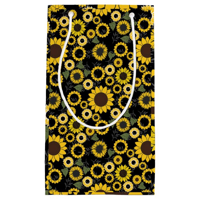 Sunflower pattern A01.b Black BG Small Gift Bag (Front)