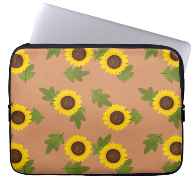 Sunflower Pattern Design – Cute Floral Aesthetic Laptop Sleeve (Front)