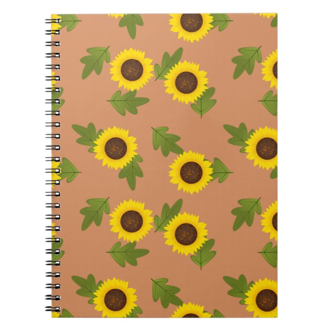Sunflower Pattern Design – Cute Floral Aesthetic Notebook (Front)