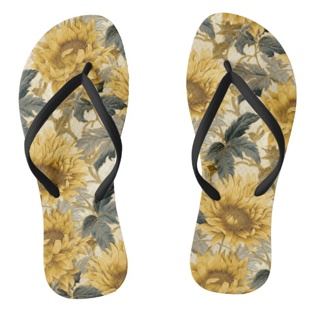 Sunflower Pattern Flower  Jandals (Footbed)