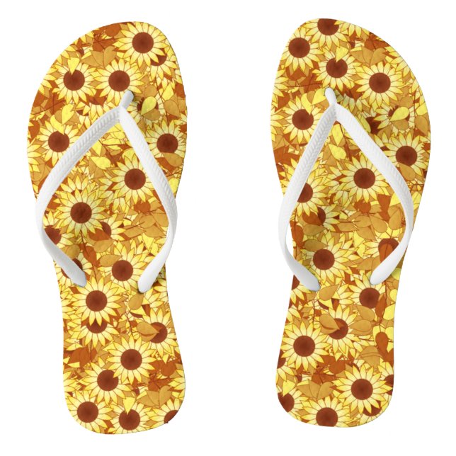 Sunflower pattern - gold, yellow and brown jandals (Footbed)