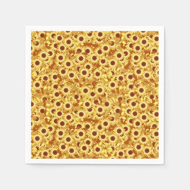 Sunflower pattern - gold, yellow and brown napkin (Front)