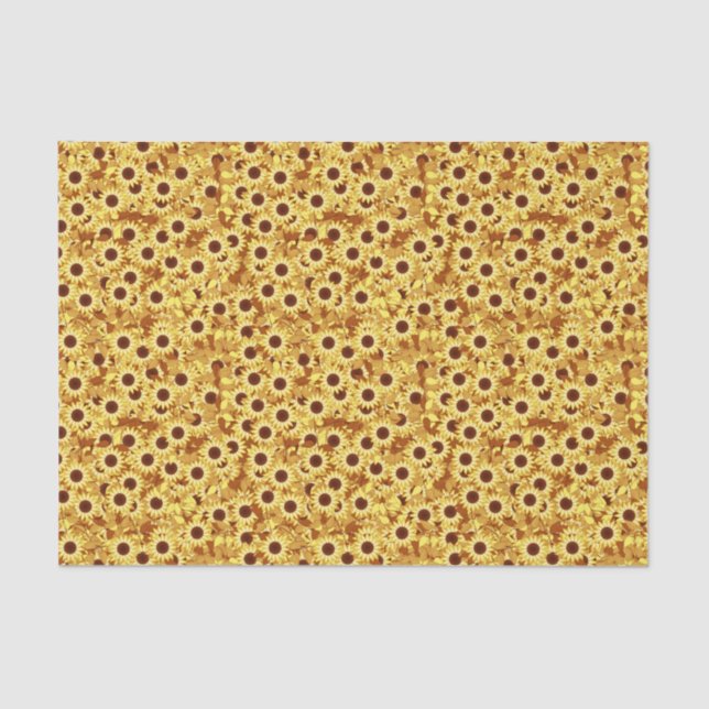 Sunflower Pattern, Gold, Yellow and Brown Tissue Paper (Front)