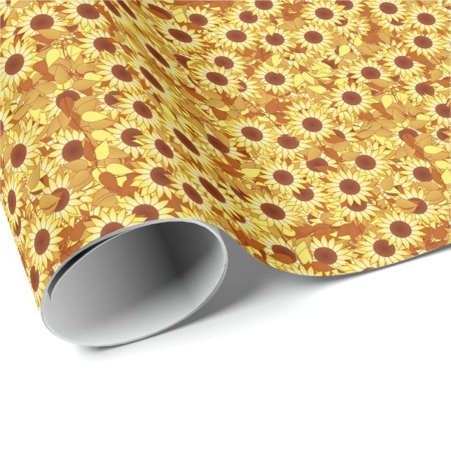 Sunflower pattern - gold, yellow and brown wrapping paper (Roll Corner)