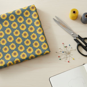 sunflower pattern in teal fabric