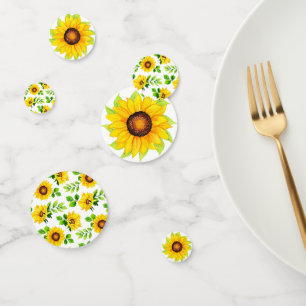 Sunflower Pattern Rustic Country Farmhouse Table Confetti