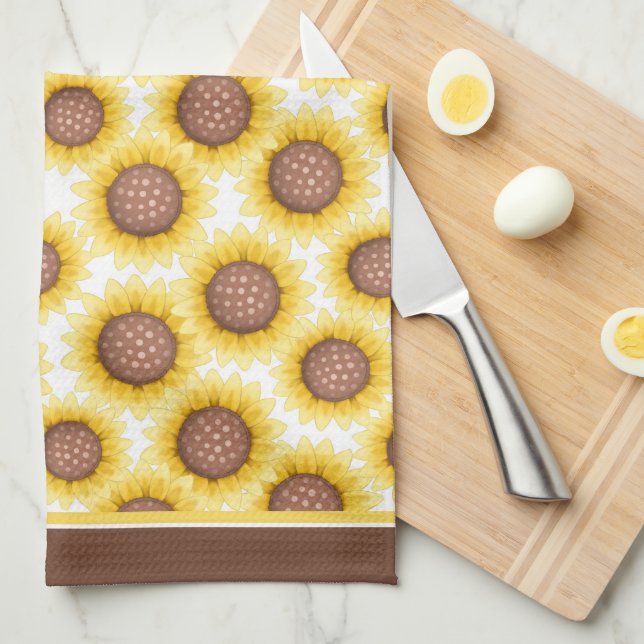 Sunflower Pattern Tea Towel (Quarter Fold)