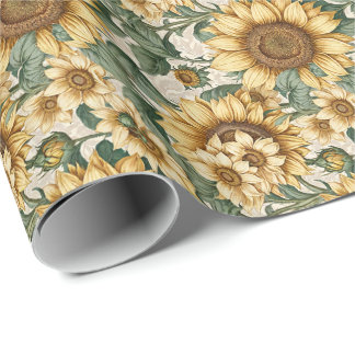 sunflower pattern wrapping paper