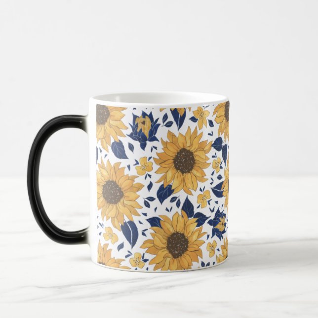 Sunflower Pattern Yellow And Green Magic Mug (Left)