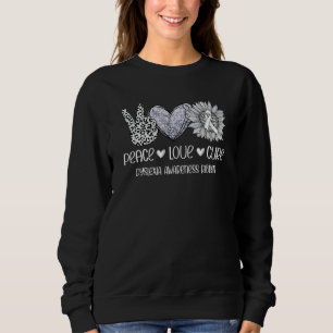 Sunflower Peace Love Dyslexia Awareness Gray Ribbo Sweatshirt