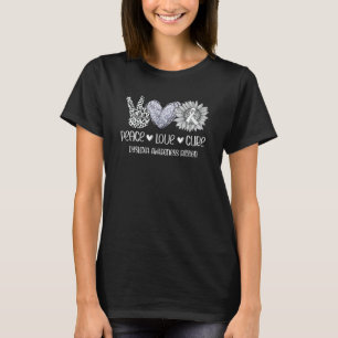 Sunflower Peace Love Dyslexia Awareness Gray Ribbo T-Shirt