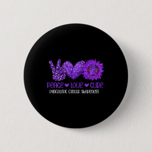 Sunflower Peace Love Pancreatic Cancer Awareness R 6 Cm Round Badge
