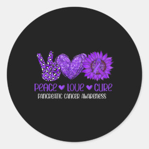 Sunflower Peace Love Pancreatic Cancer Awareness R Classic Round Sticker