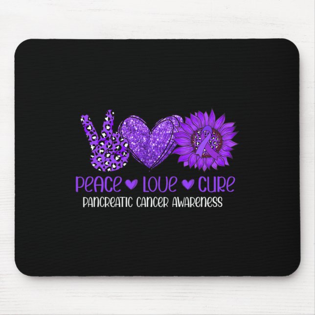 Sunflower Peace Love Pancreatic Cancer Awareness R Mouse Pad (Front)