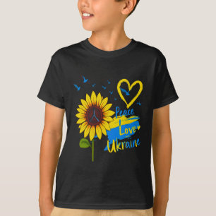 Sunflower Peace Love Ukraine Ukraine Flag Map  T-Shirt