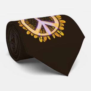 Sunflower Peace Sign Art Cute peaceful flower Tie